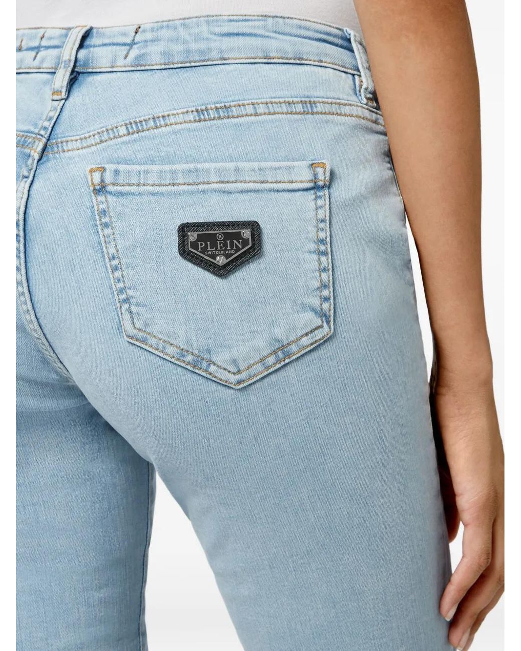 Philipp Plein Blue Logo-Plaque Jeans