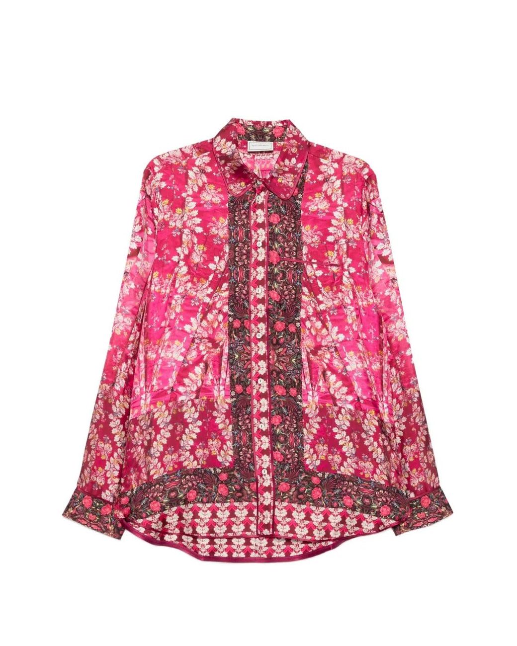Pierre Louis Mascia Pink Floral-Print Silk Shirt