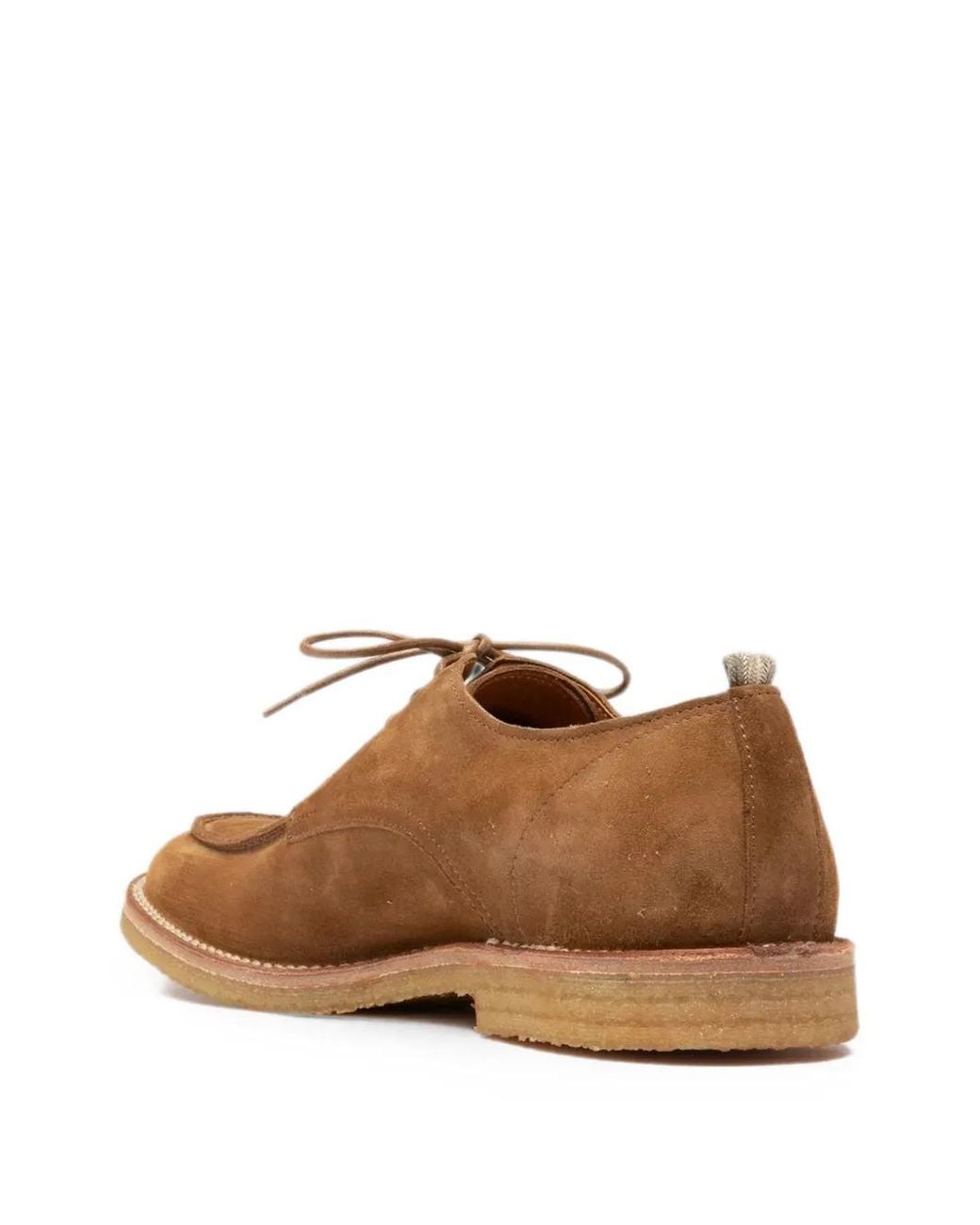 Officine Creative Brown History Suede Apron-Toe Derby Shoes for men