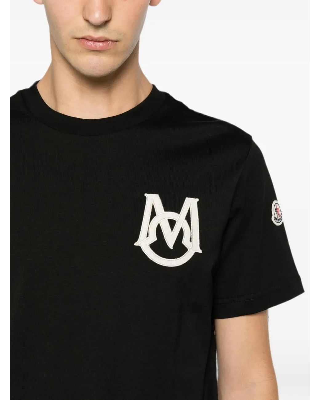 Moncler Black T-Shirt Monogram En Coton for men