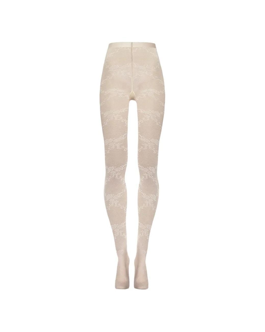 Wolford White Floral Lace Tights