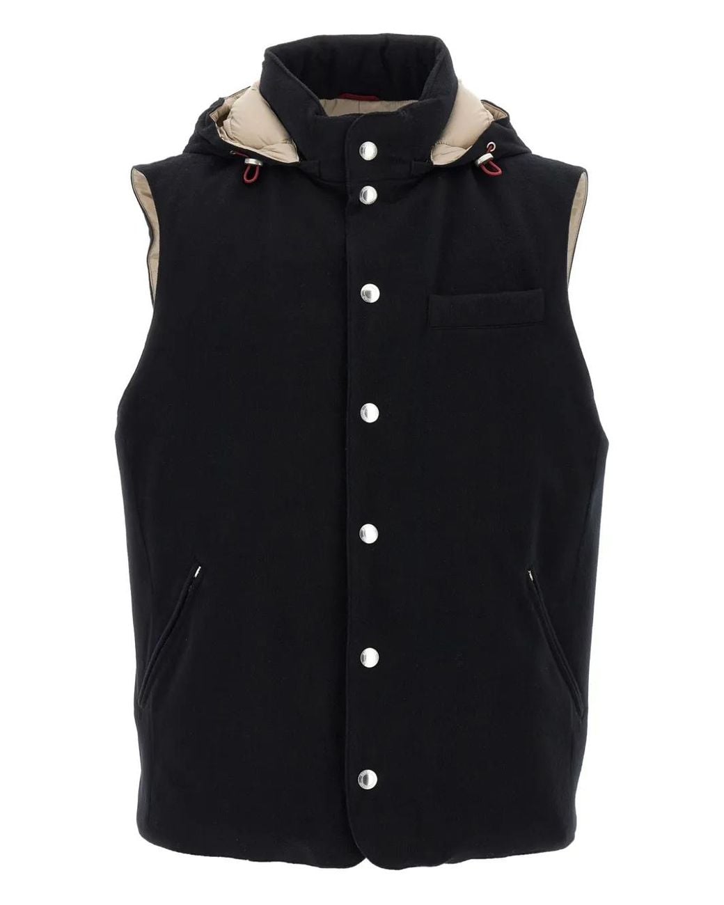 Brunello Cucinelli Black Padded Wool Vest for men