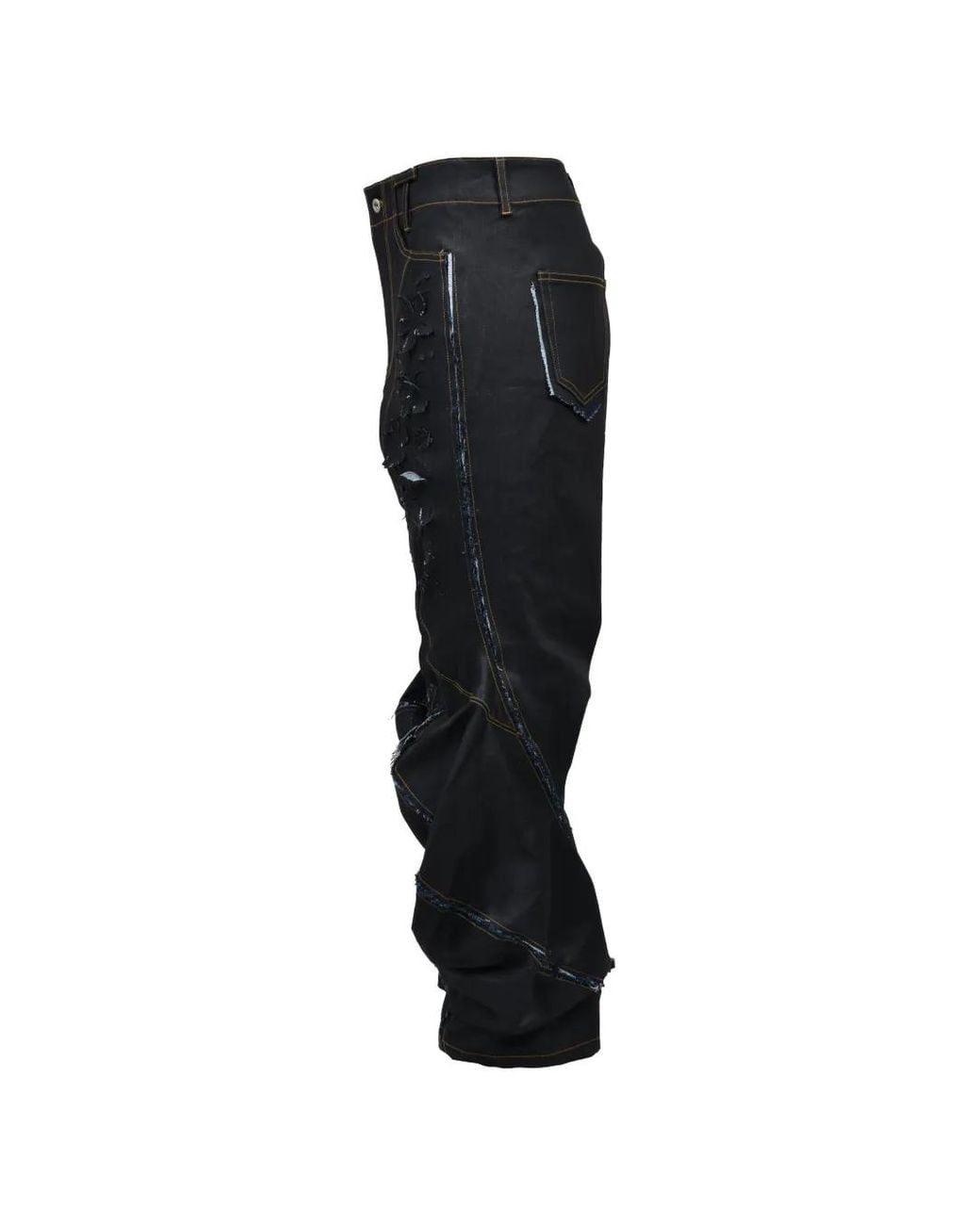 JUNTAE KIM Black Laser-Slashed Twist Jeans for men