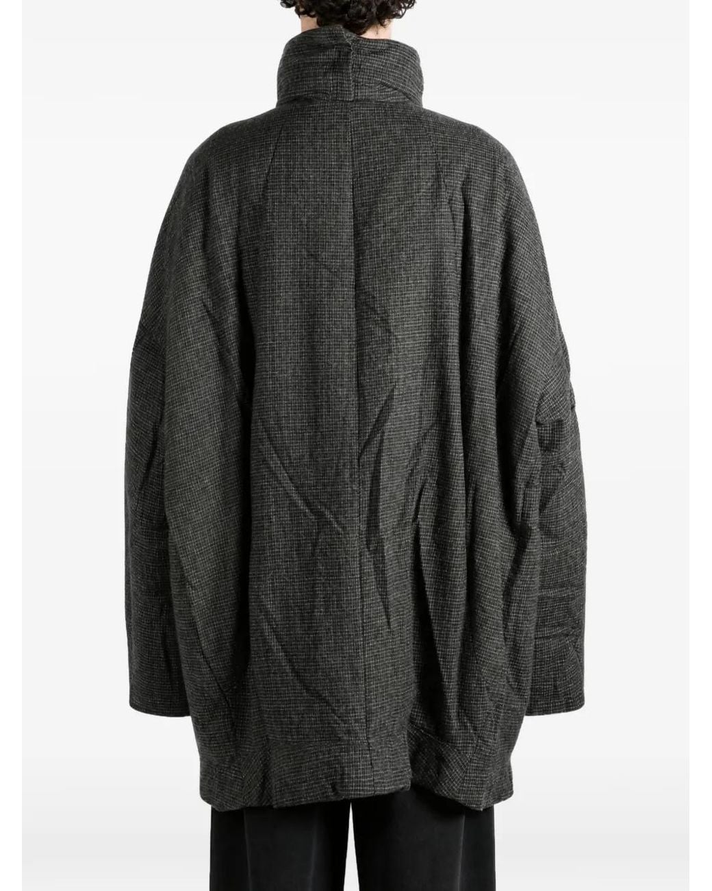 Ziggy Chen Tattersall Double-Breasted Check Coat in Gray for Men | Lyst