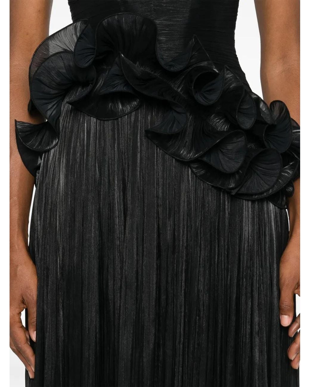 Ana Radu Black Ruffled Maxi Dress