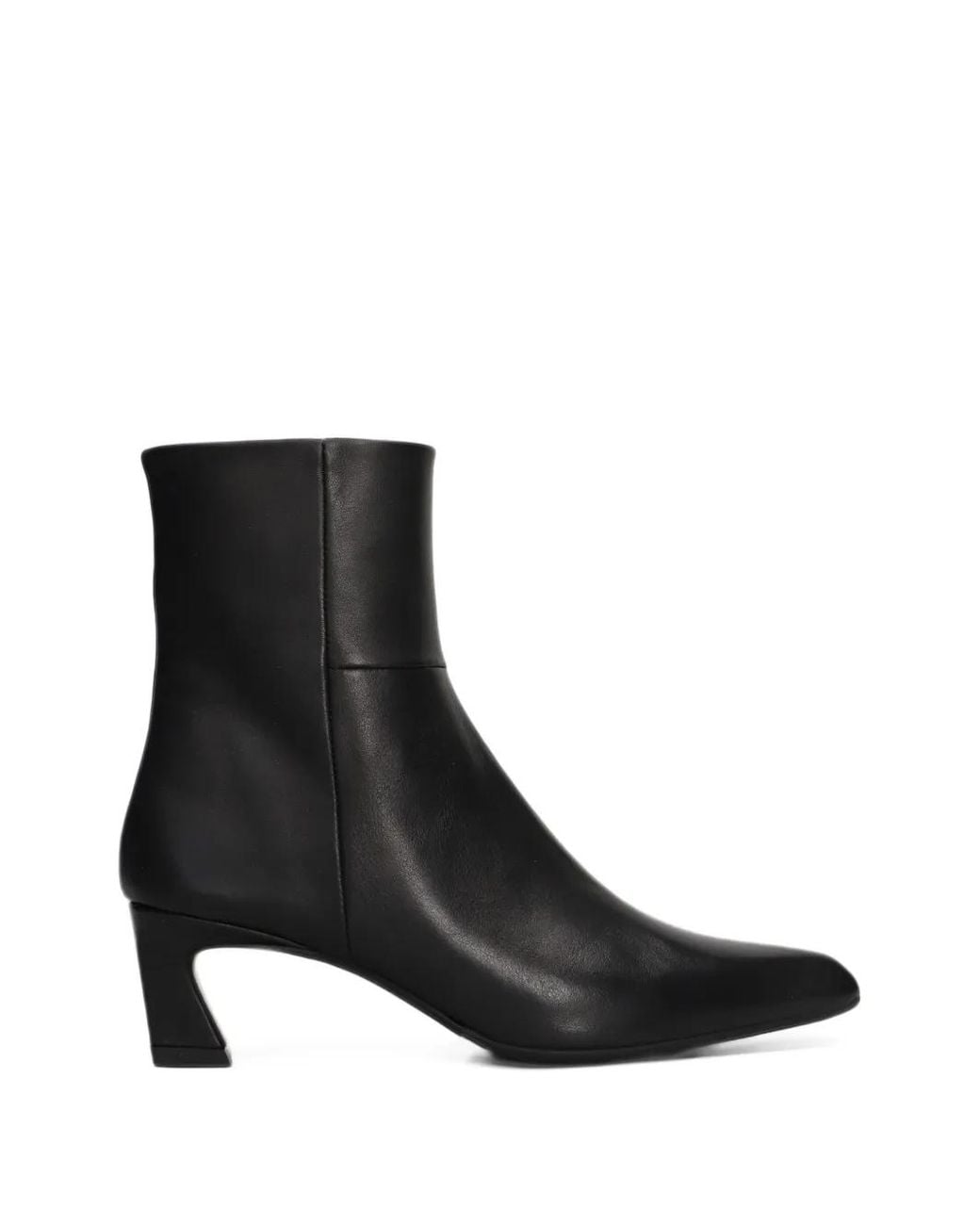 Evaluna Black Pointed-Toe Leather Ankle Boots