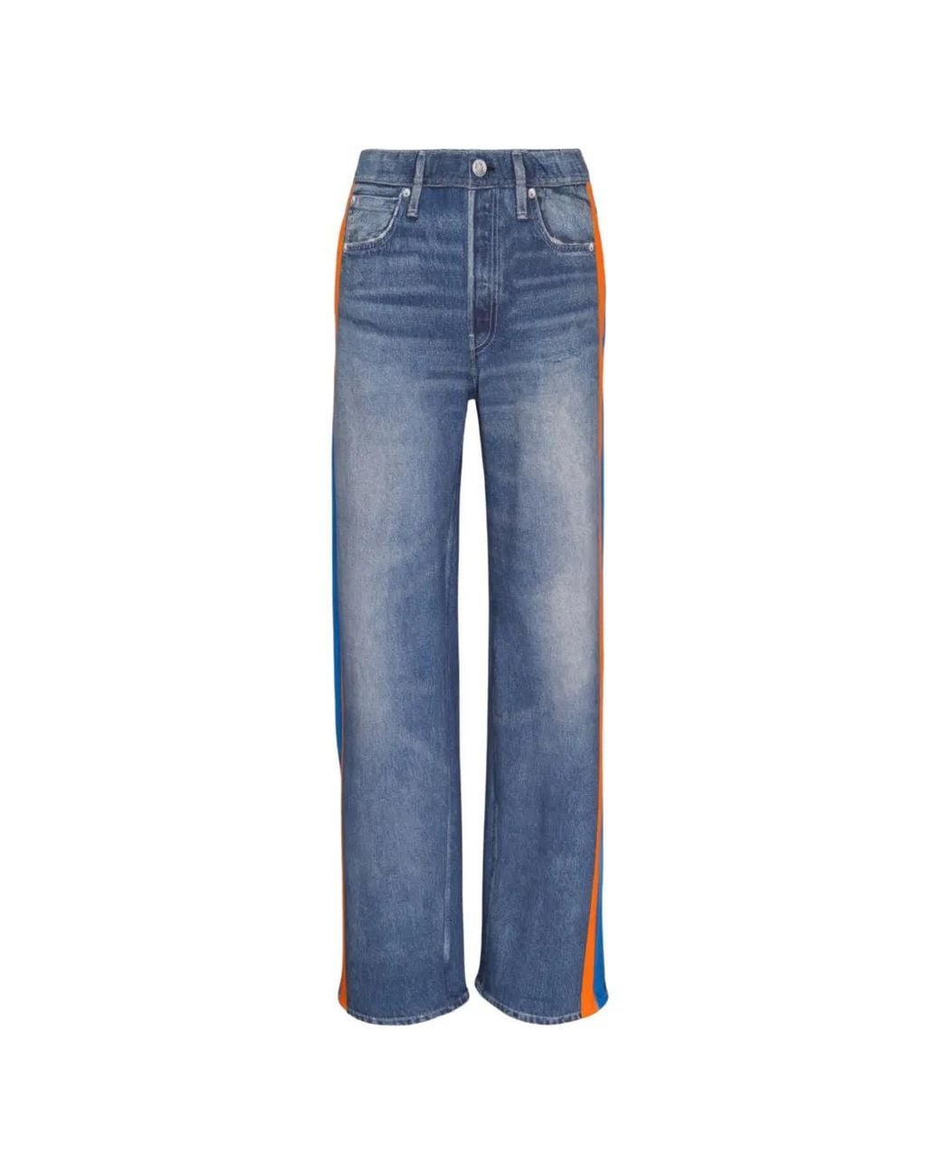 Rag & Bone Blue Rb Miramar Side-Stripe Denim-Print Track Pants