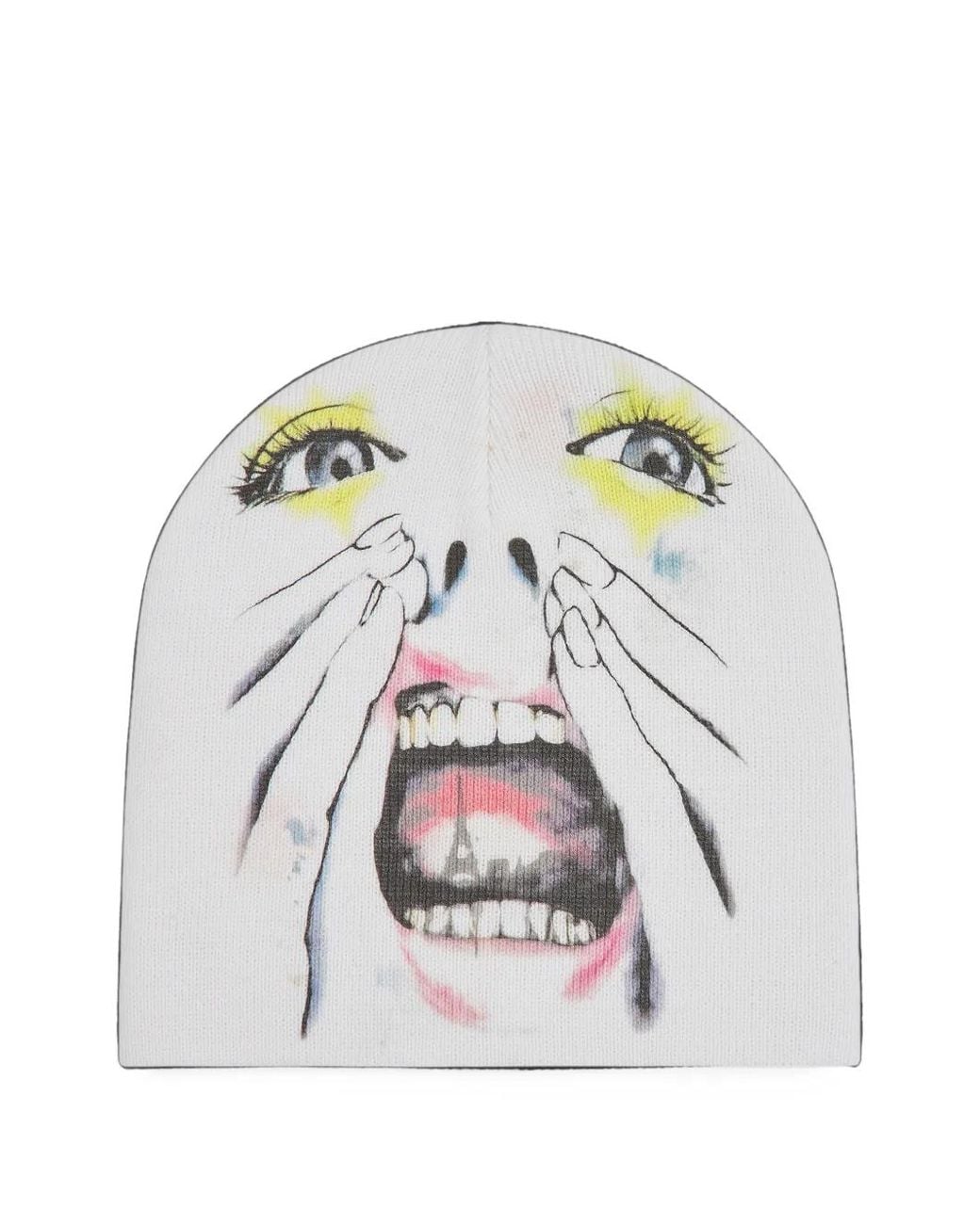 HELLSTAR White Graphic-Print Beanie Hat for men