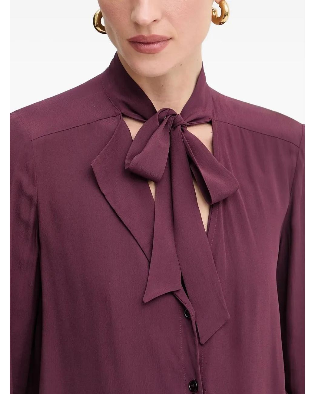 Patrizia Pepe Purple Bow-Neck Blouse