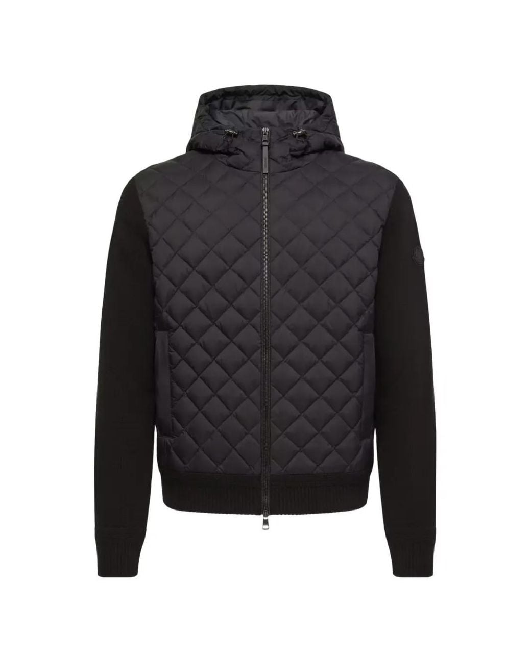 Moncler Black Quilted Drawstring-Hood Sweater for men