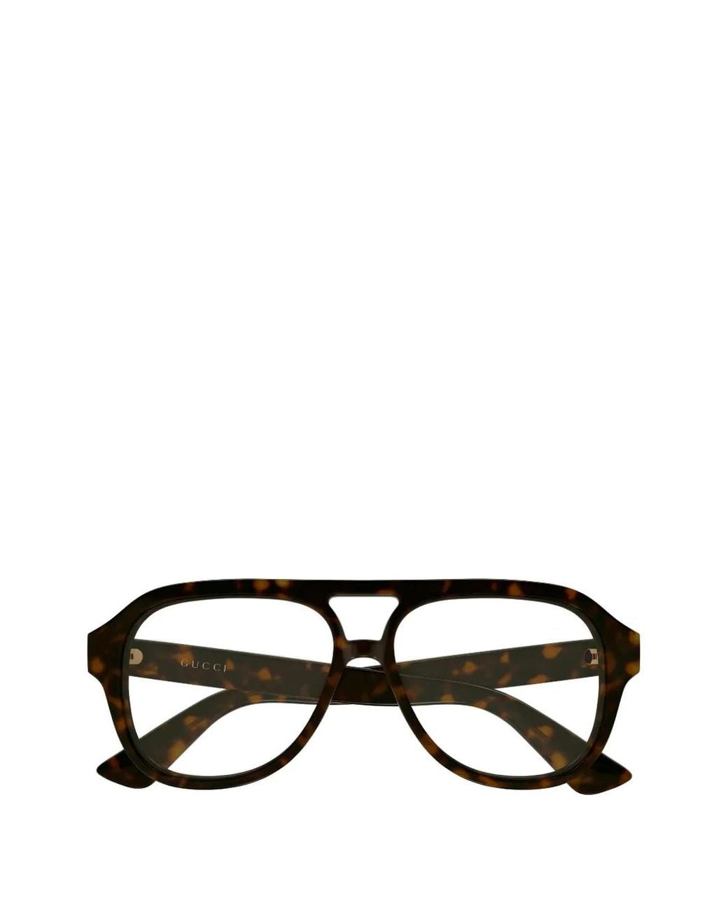 Gucci Black Tortoiseshell-Effect Pilot-Frame Glasses