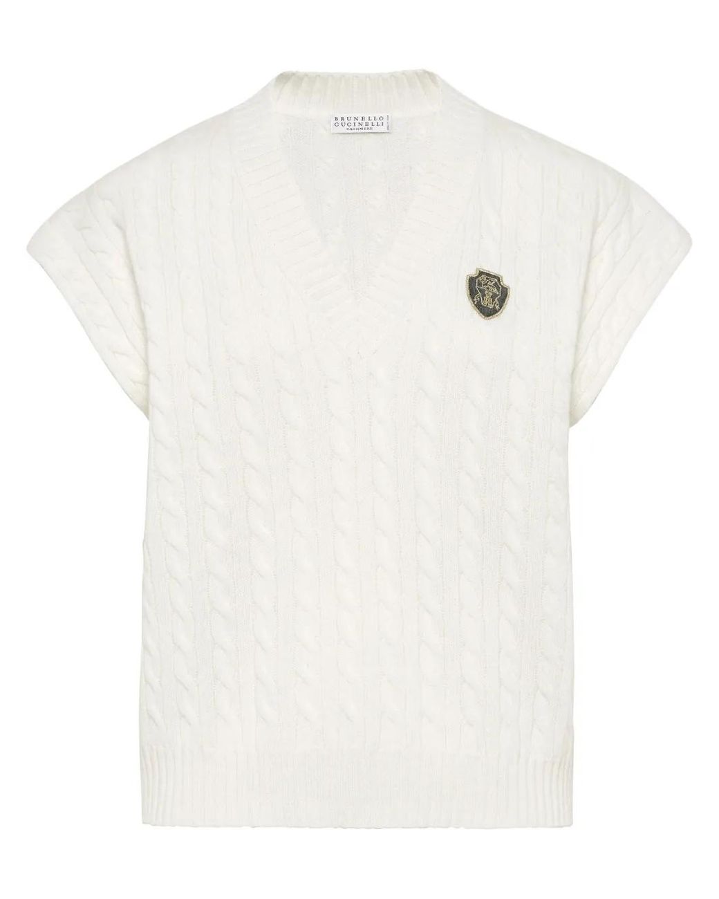 Brunello Cucinelli White Logo-Patch Vest