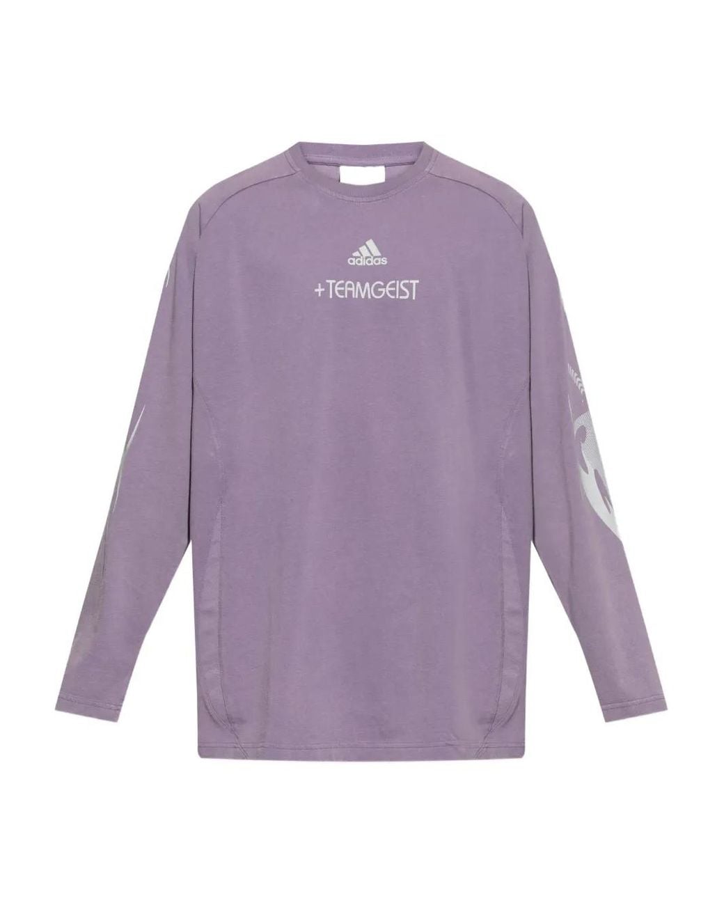 Adidas Purple Long-Sleeve Graphic-Print T-Shirt for men