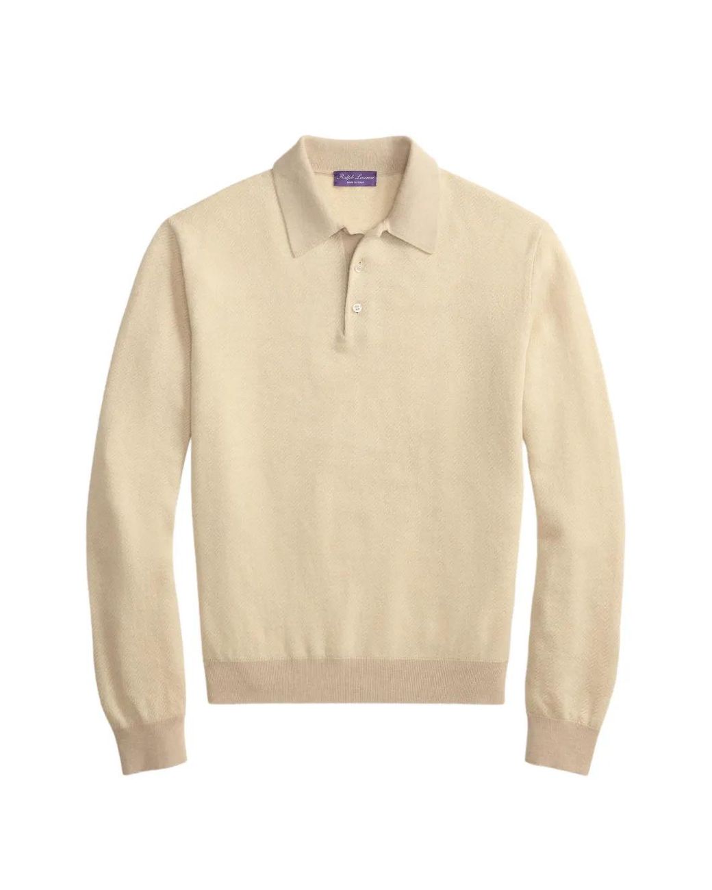 Ralph Lauren White Herringbone-Jacquard Polo Sweater for men