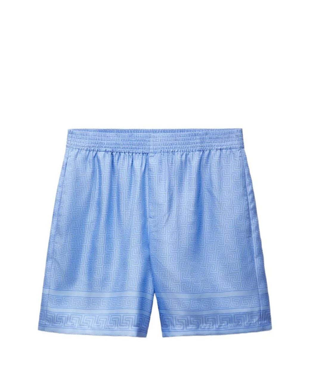 Versace Blue Greca-Print Bermuda Shorts for men