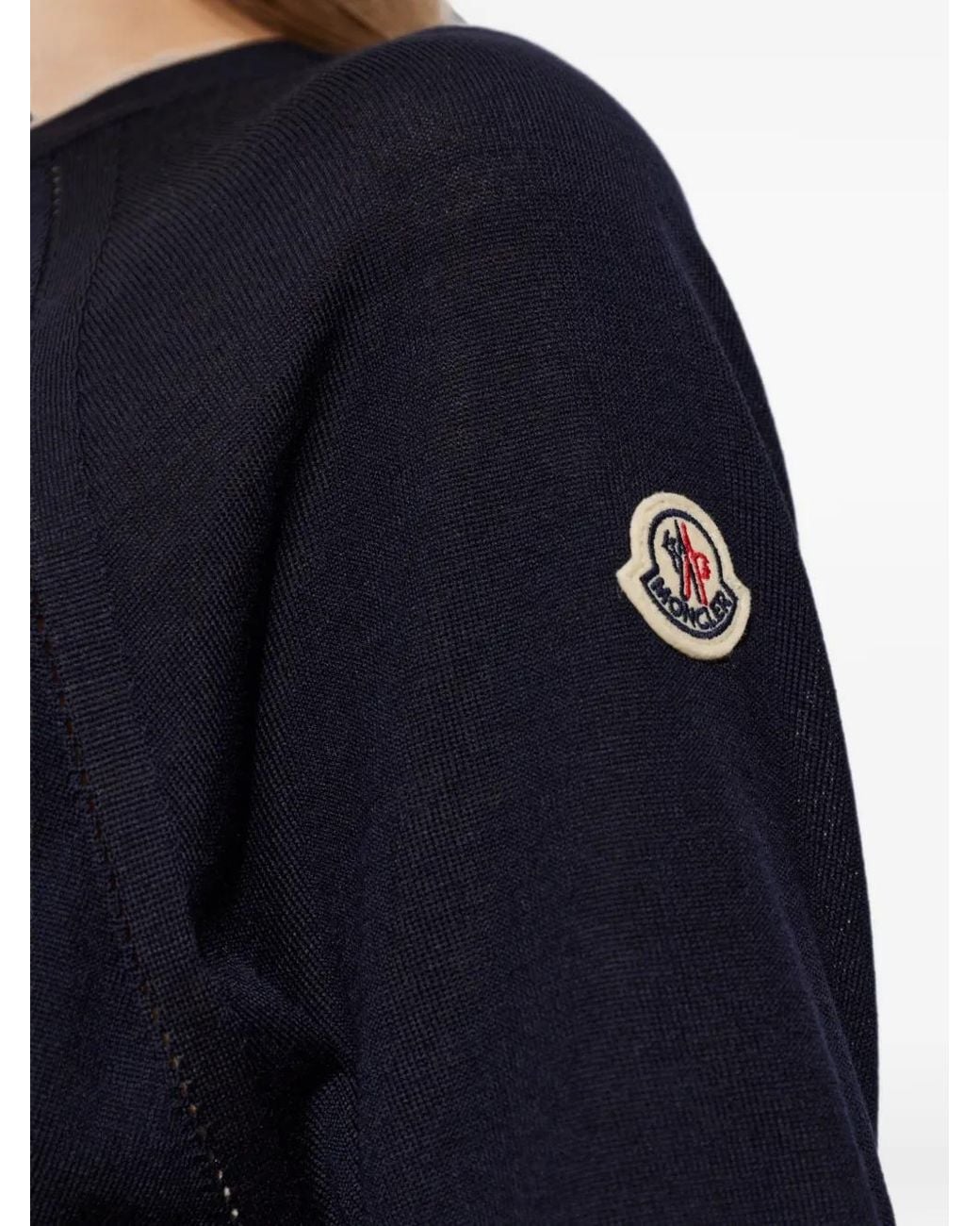 Moncler Blue Short-Sleeve Wool Sweater