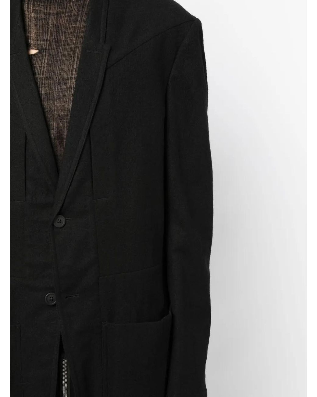 Rick Owens Black Single-Breasted Wool Blazer for men