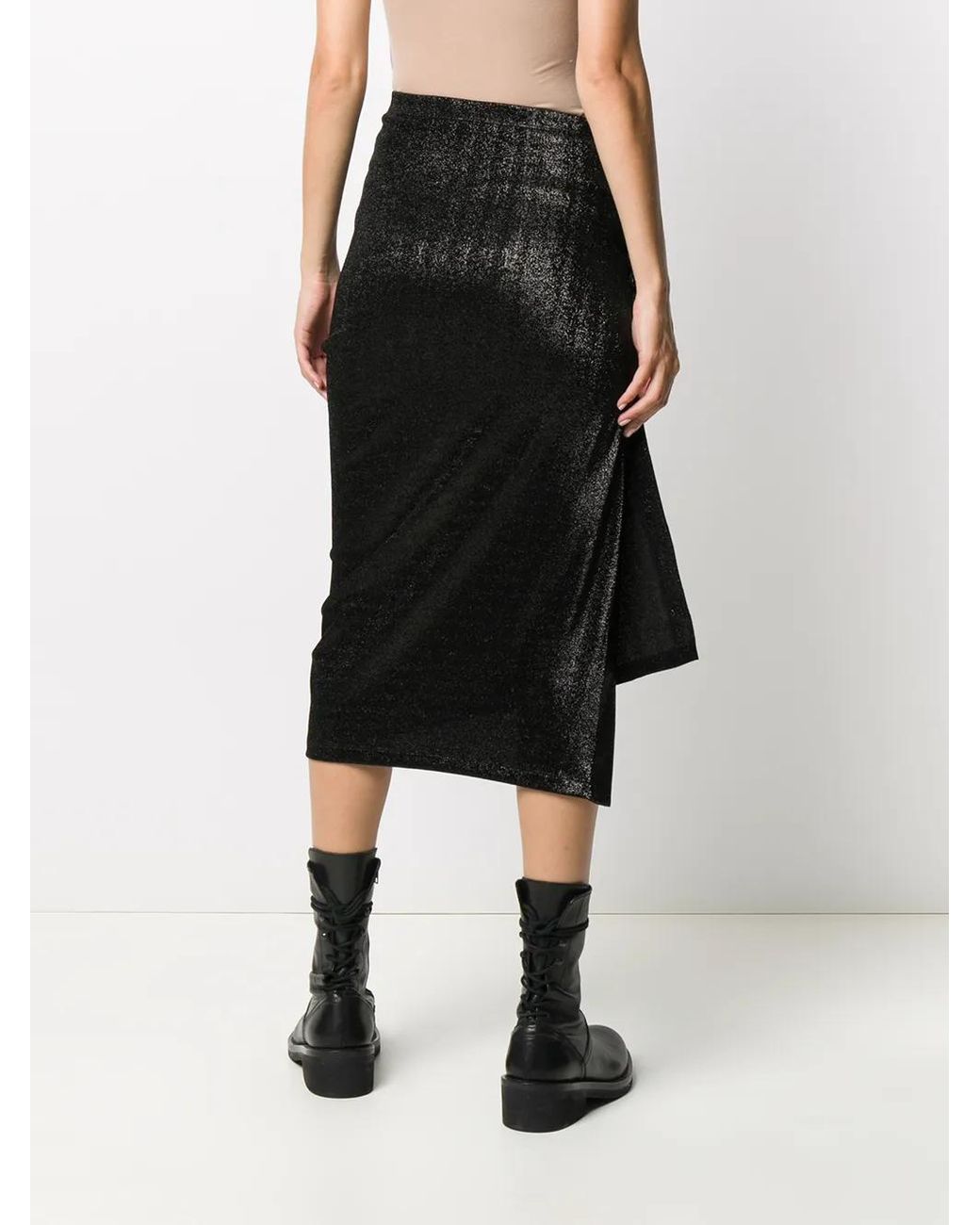 Rabanne Black Metallic Threaded Asymmetric Skirt