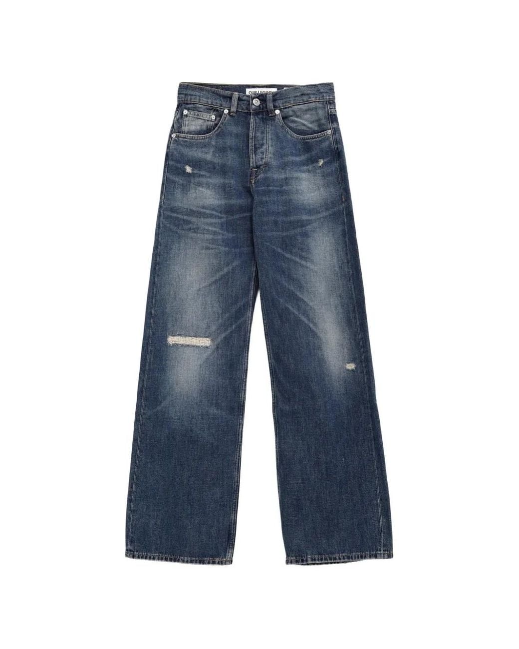 Our Legacy Blue Distressed Wide-Leg Jeans