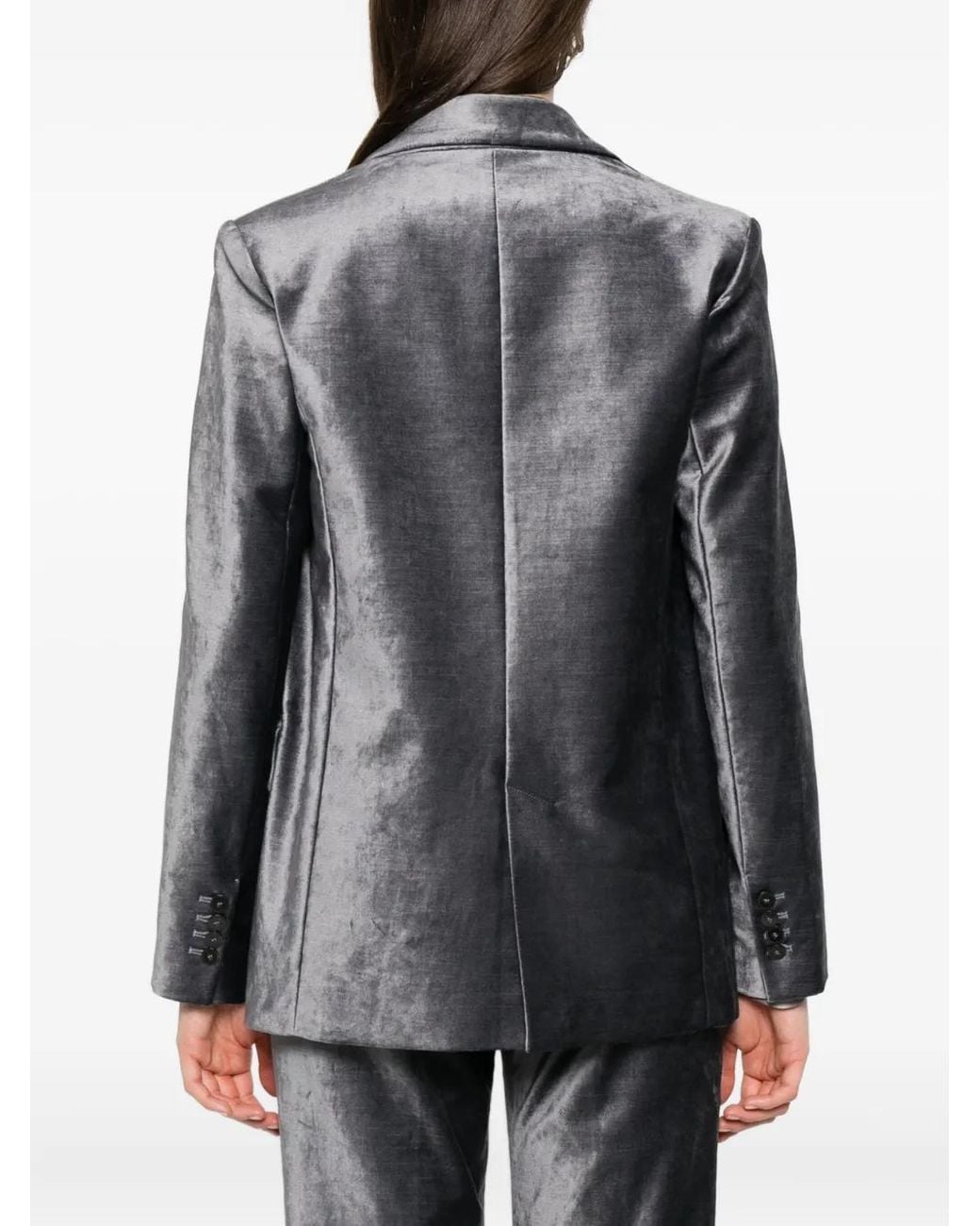 Forte_forte Gray Velvet Single-Breasted Blazer