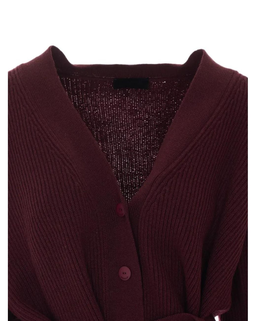 Dondup Purple Cardigan Ceinturé À Design Côtelé