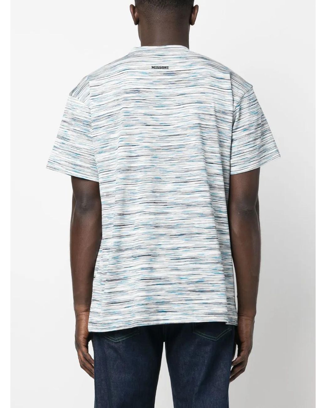 Missoni Blue Round-Neck Striped T-Shirt for men