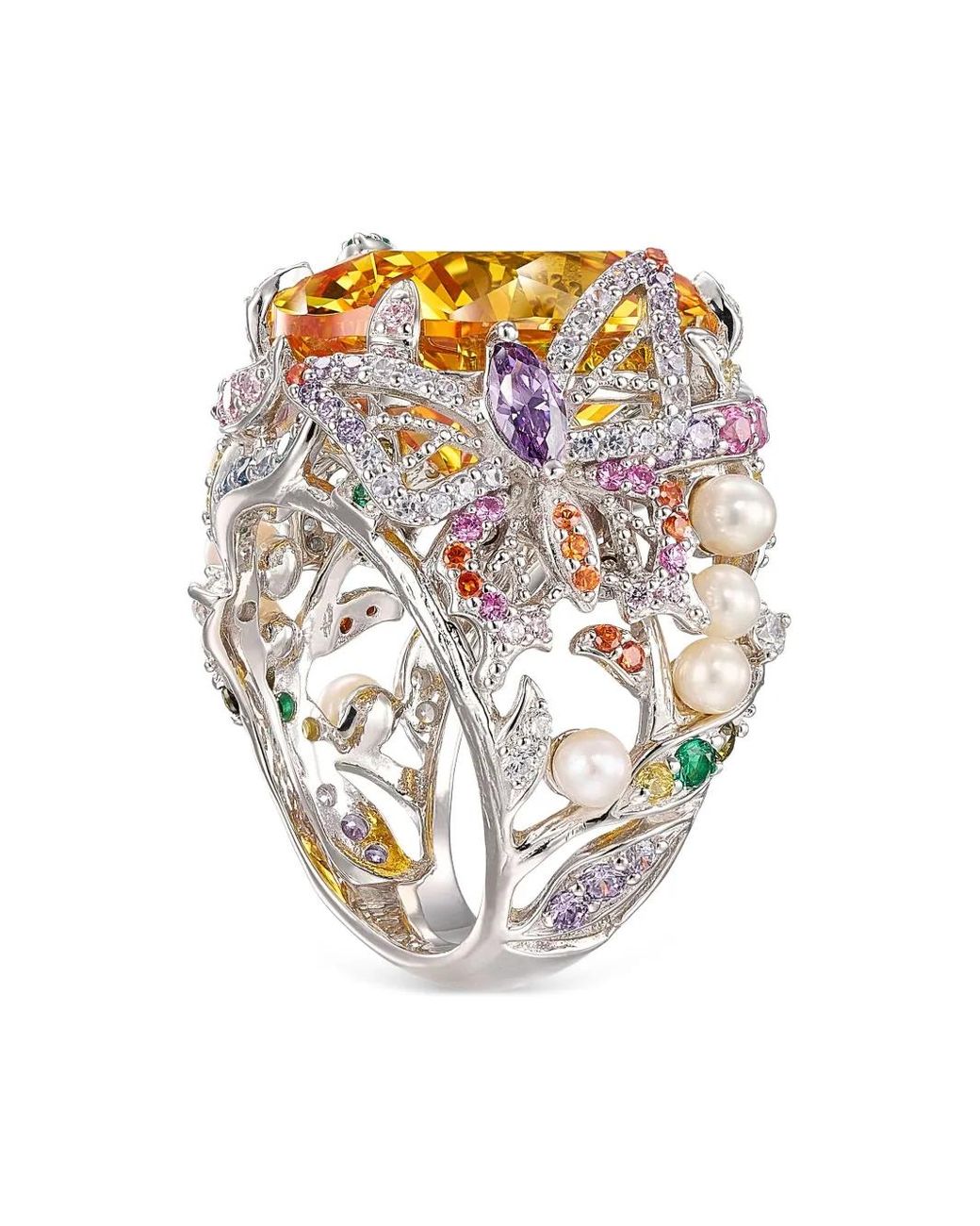 Anabela Chan Metallic Swallowtail Multi-Stone Ring