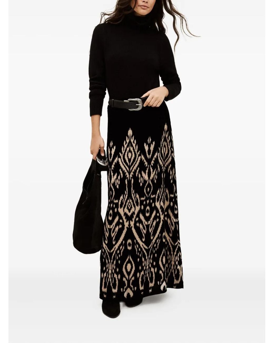 Ba&sh Black Alpha Patterned Skirt