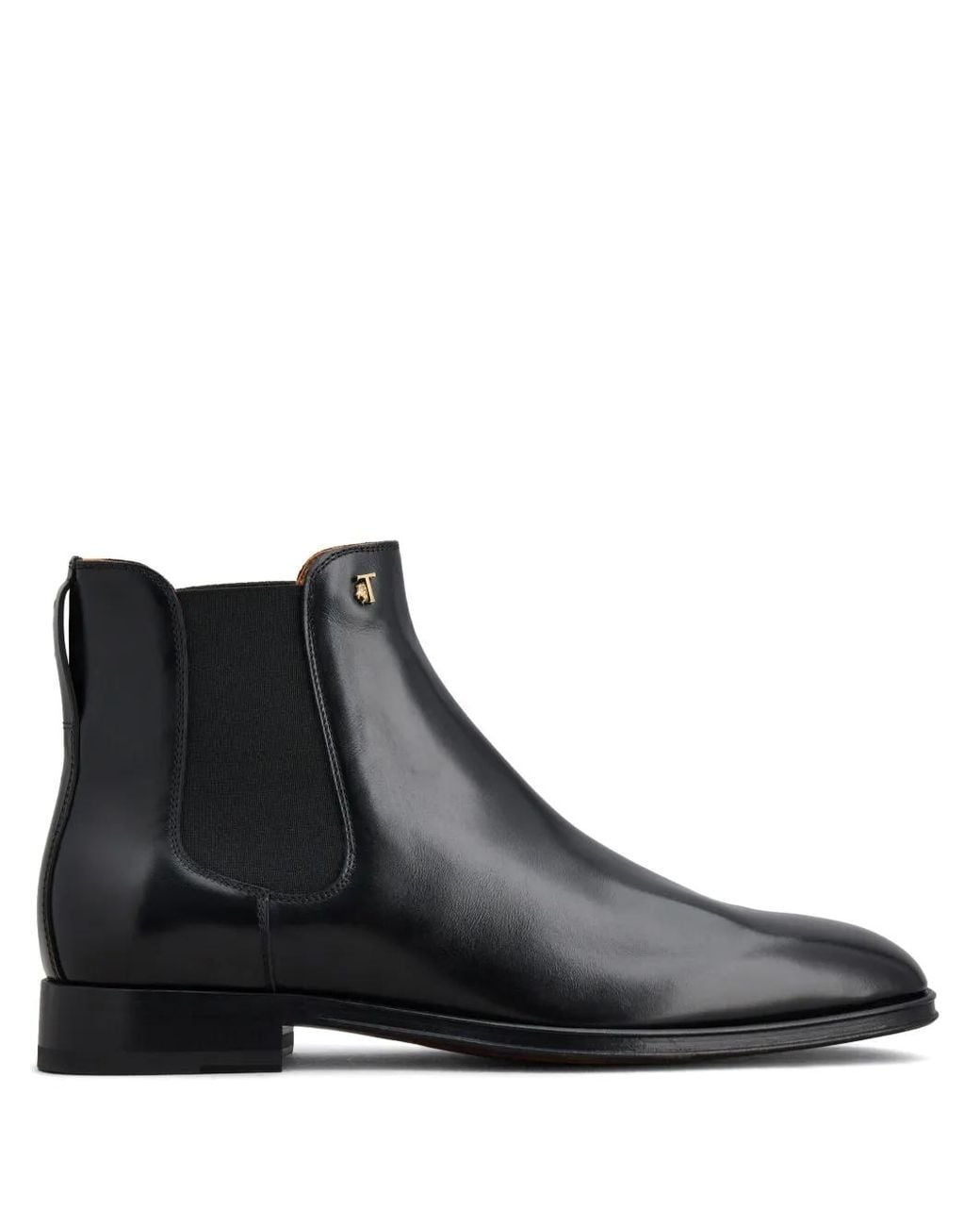 Tod's Black Logo-Plaque Leather Ankle Boots for men