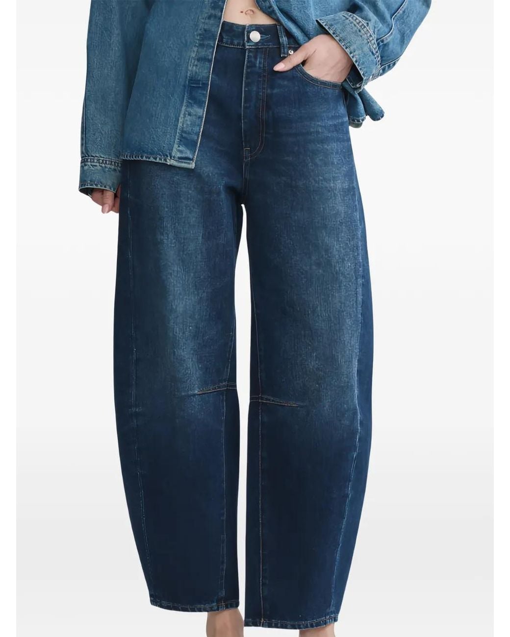 DL1961 Blue Miro Barrel-Leg High-Rise Jeans