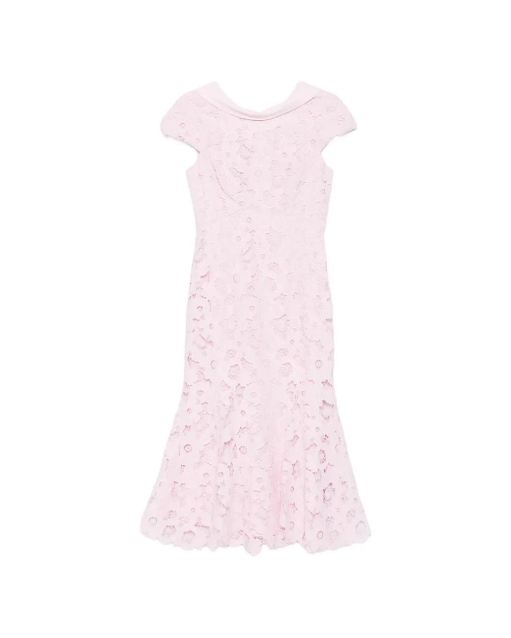 Self-Portrait Pink Lace Scoop Back Midi Dress