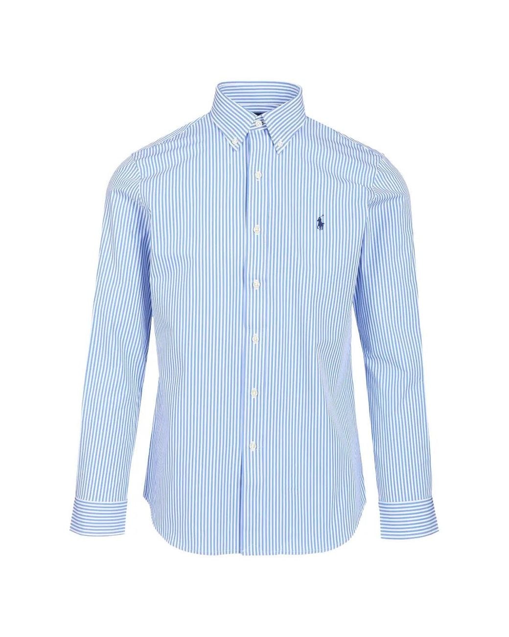 Polo Ralph Lauren Blue Vertical-Stripe Button-Down Shirt for men