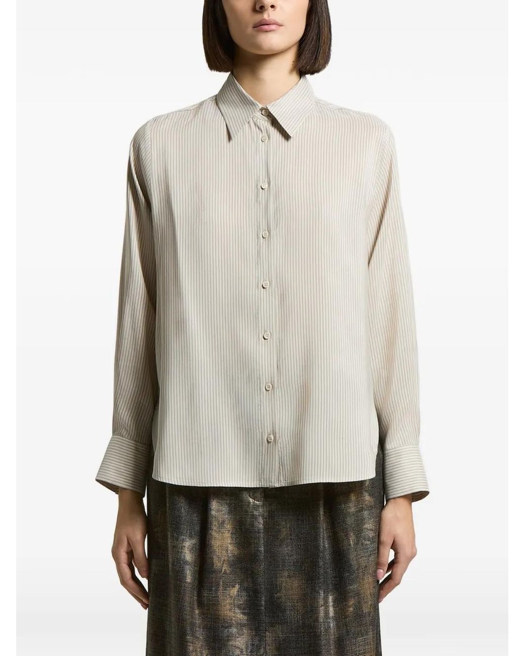 Peserico Natural Striped Long-Sleeved Shirt
