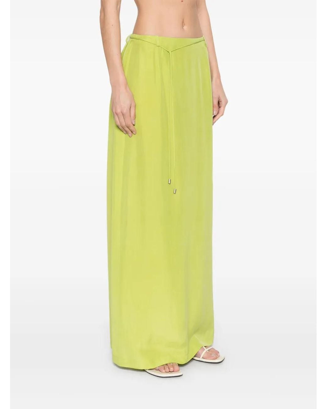 Alysi Yellow Silk Maxi Skirt