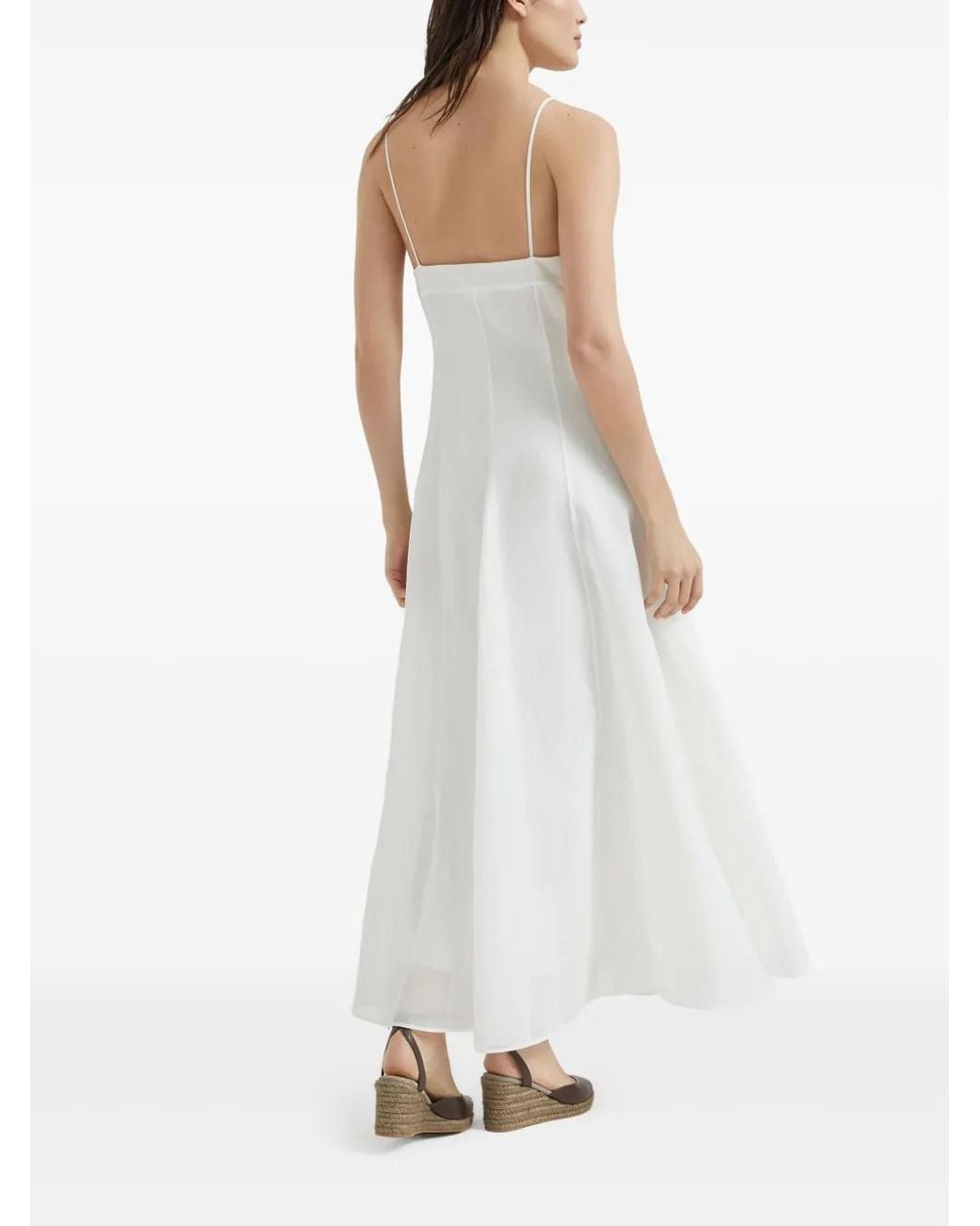 Brunello Cucinelli White Monili Chain-Detail Organza Dress