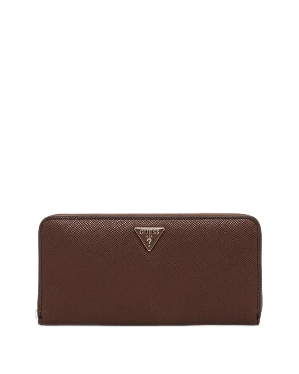Guess Brown Danielle Logo-Plaque Wristlet Wallet