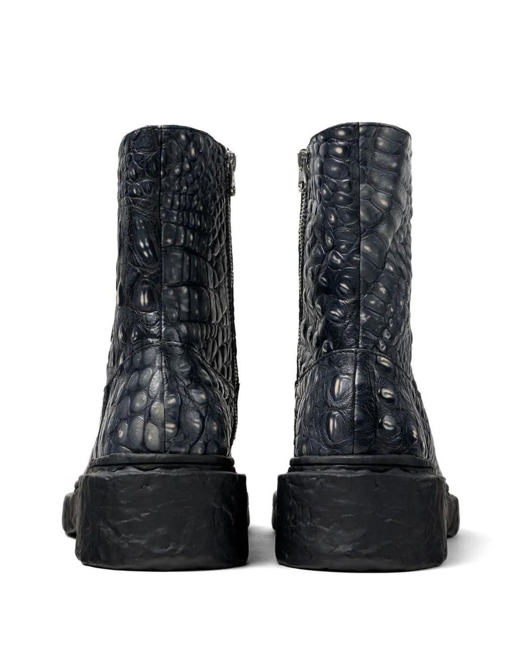 CAMPERLAB Black Vámonos Crocodile-Effect Ankle Boots