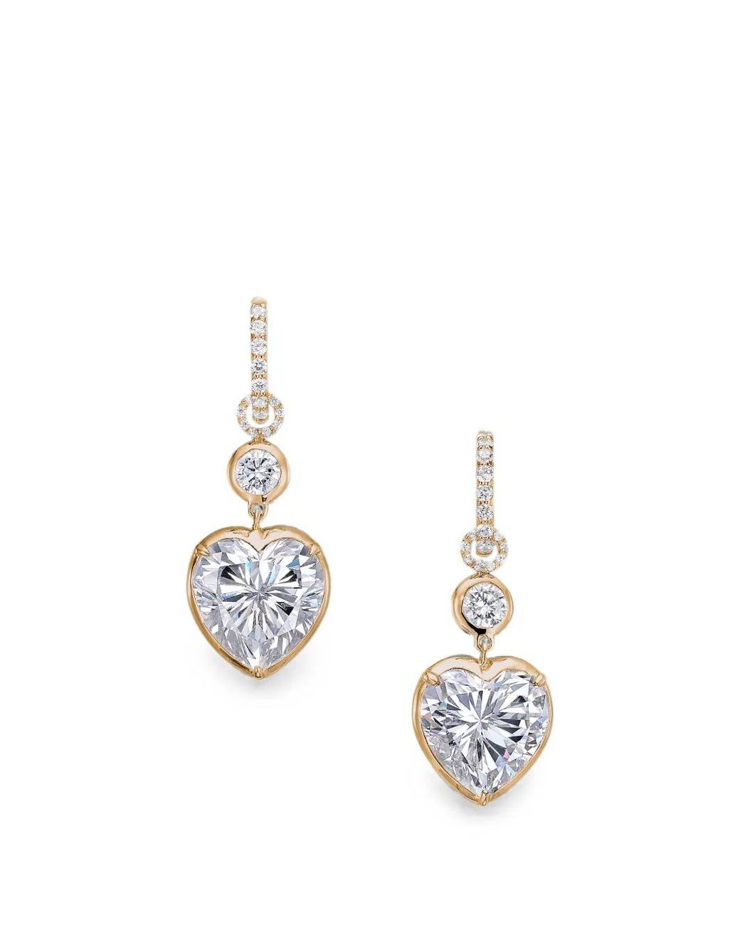 Anabela Chan White Large Heart Diamond Hoop Earrings