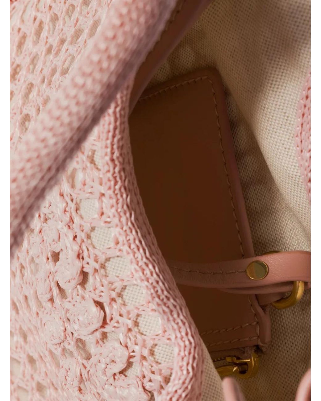 Miu Miu Pink Ivy Raffia Crochet Handbag