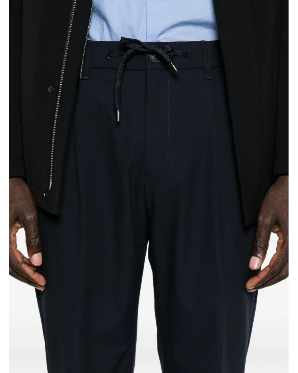 Herno Blue Pantalon De Costume À Plis Et Taille À Lien De Resserrage for men