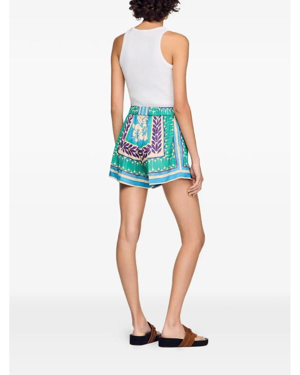 Sandro Blue Floral Print Shorts