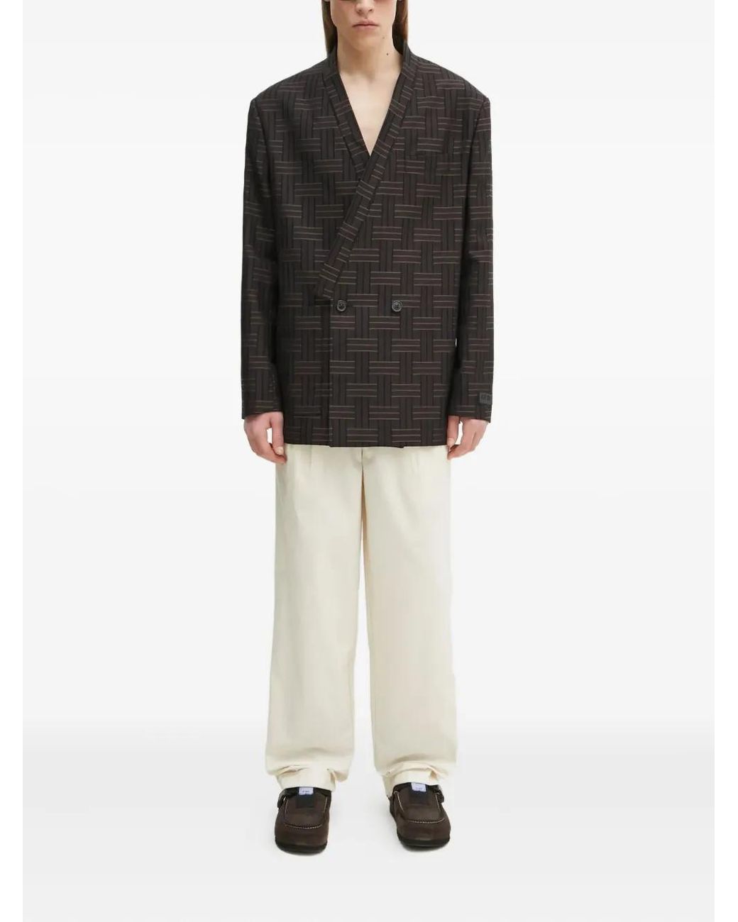 Fred Perry White Pleated-Front Trousers for men