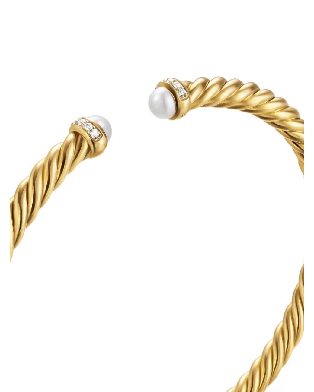 David Yurman Metallic 18Kt Cablespira Pearl And Diamonds Bracelet (4Mm)