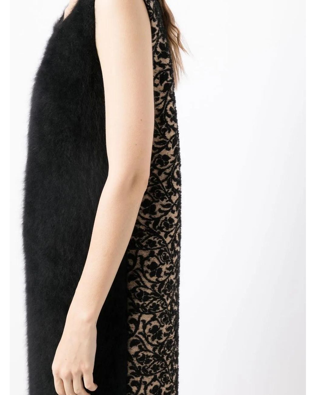 Uma Wang Black Panelled Wool Midi Dress