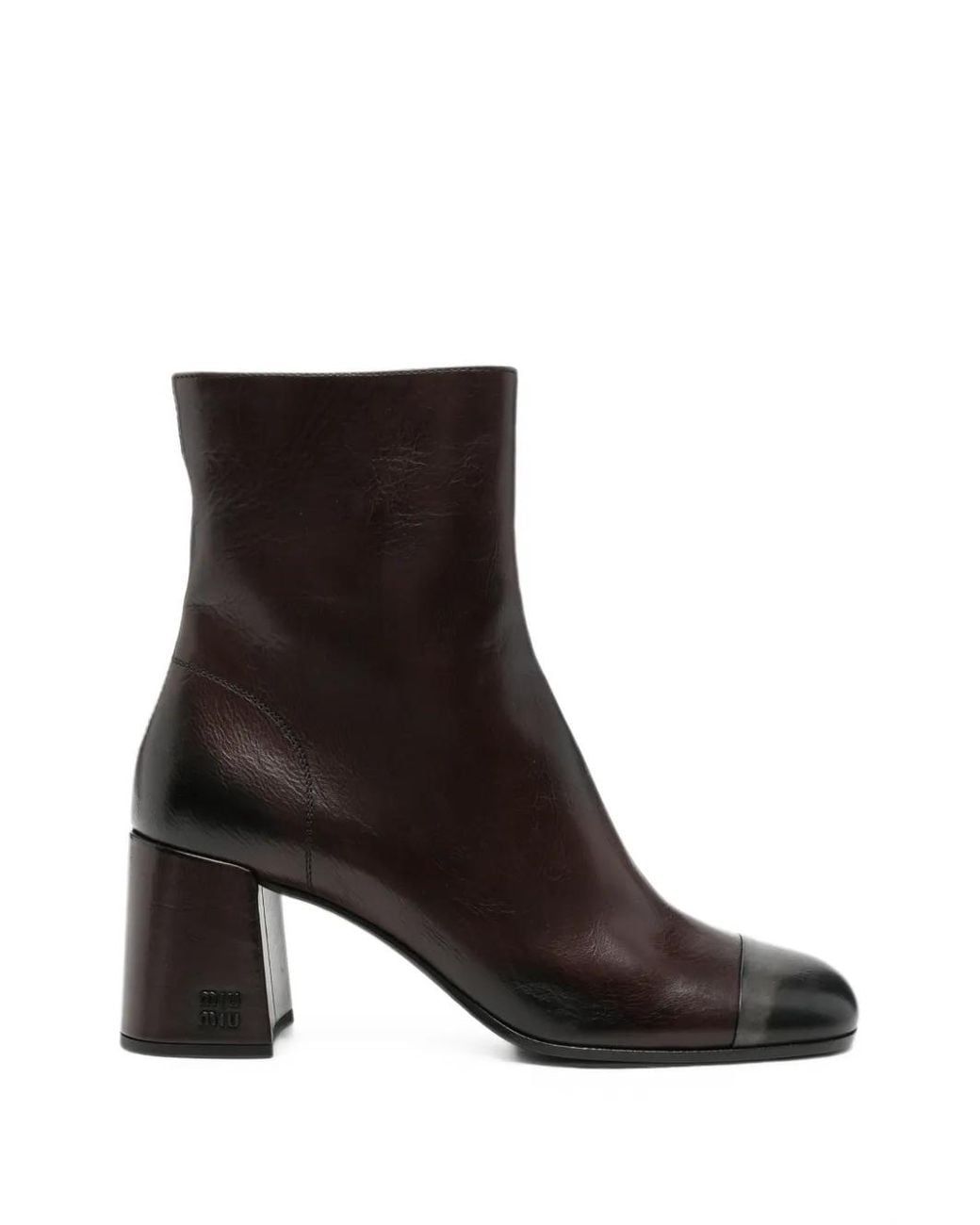 Miu Miu Black Cap-Toe Block-Heel Boots