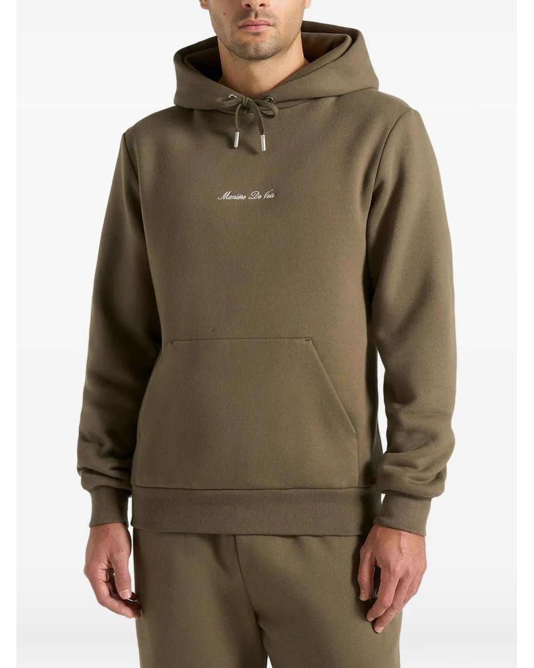 Manière De Voir Green Signature Regular Fit Hoodie for men