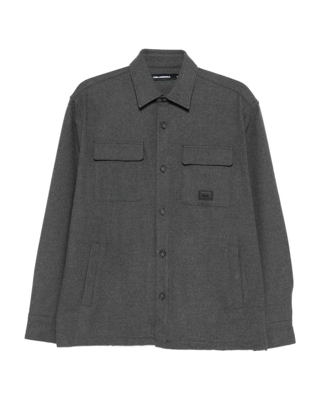 Karl Lagerfeld Gray Double-Pocket Shirt for men