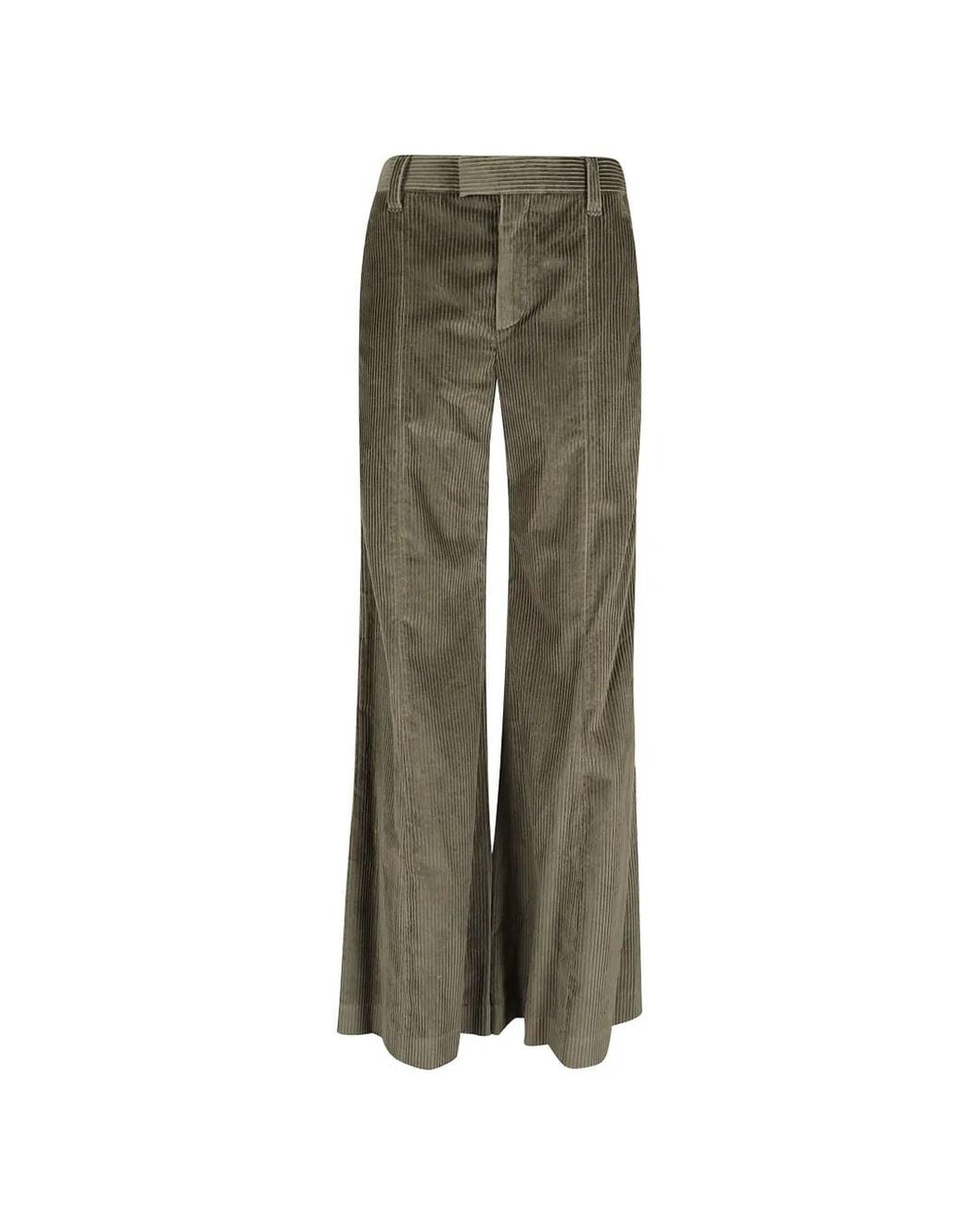 Brunello Cucinelli Green Corduroy Wide-Leg Trousers