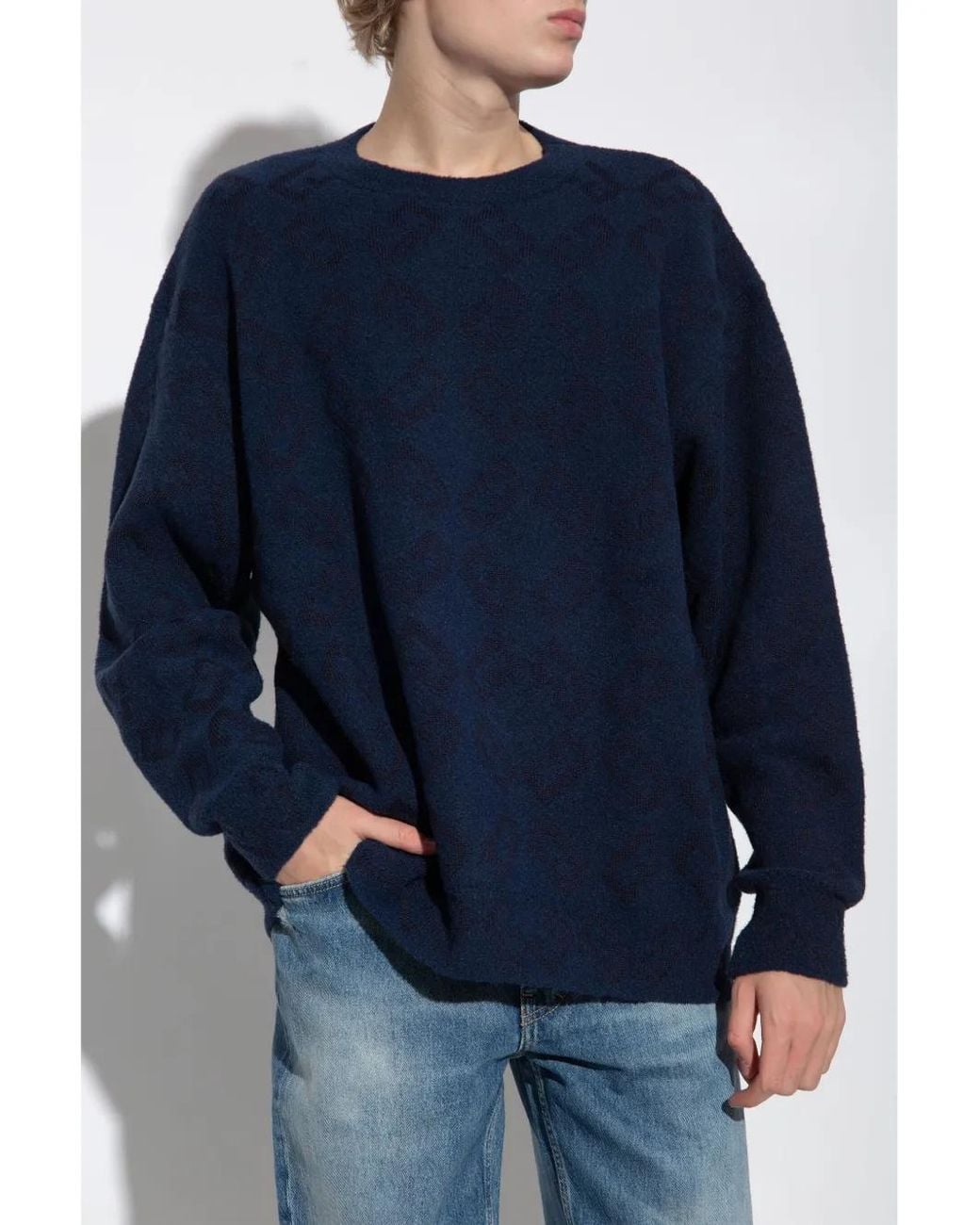 Givenchy Blue Monogram-Pattern Jumper for men