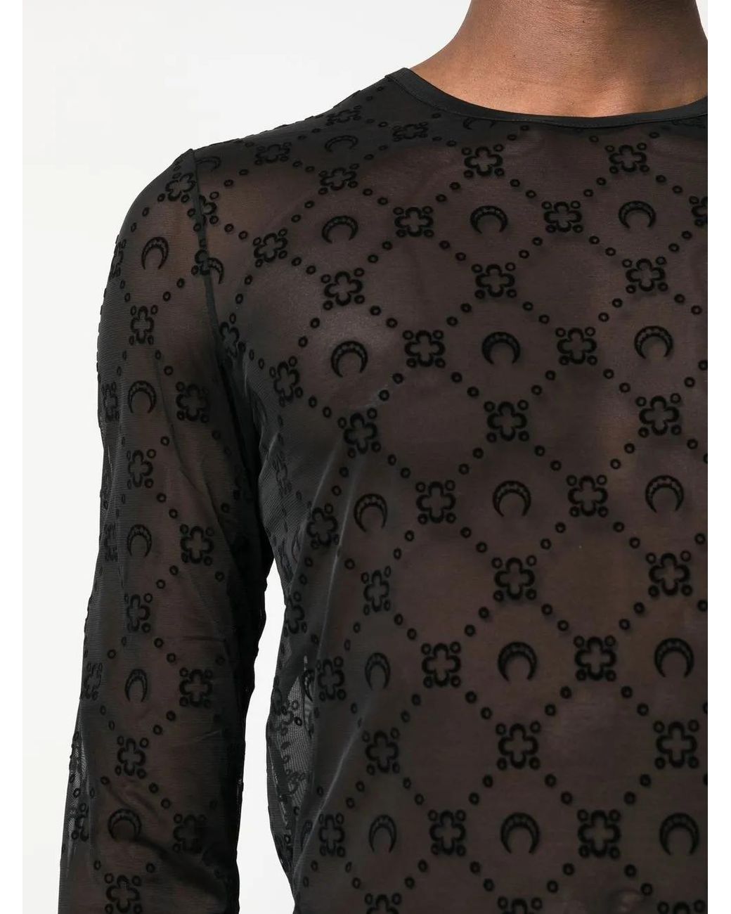 MARINE SERRE Black Moonogram-Pattern Long-Sleeve T-Shirt for men